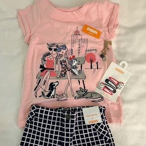 NWT Gymboree Short set w/matching bracelet & hair clips